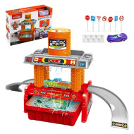 Fire truck wash set (equipped with 1 color changing alloy car and 8 road signs)