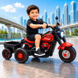 3-Wheel Chopper Style Kids Ride-On Electric Motorcycle with Cargo Basket