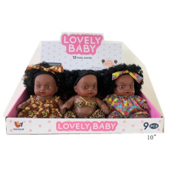 9 Black dolls (mixed with 3 sets of clothes) with a 10 inch blowing bottle and 12 sounds