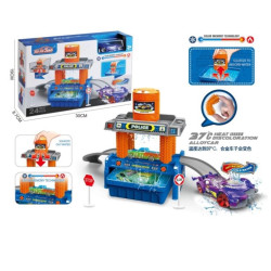 Police car wash set (equipped with 1 color changing alloy car and 8 road signs)