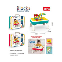 Bricks painting table-with color brushes and blackboard eraser (including 58-grain slide ball Bricks)