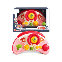 3-in-one baby steering wheel (lights, music) pink_without battery