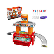 Fire truck wash set (equipped with 1 color changing alloy car and 8 road signs)